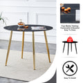 A Modern Minimalist Circular Dining Table With A Diameter Of 40 Inches, A 0.3 Inch Thick Black Imitation Marble Tabletop And Gold Plated Metal Legs, 40 '' * 40 '' * 30'' Dt 1164 Black Glass