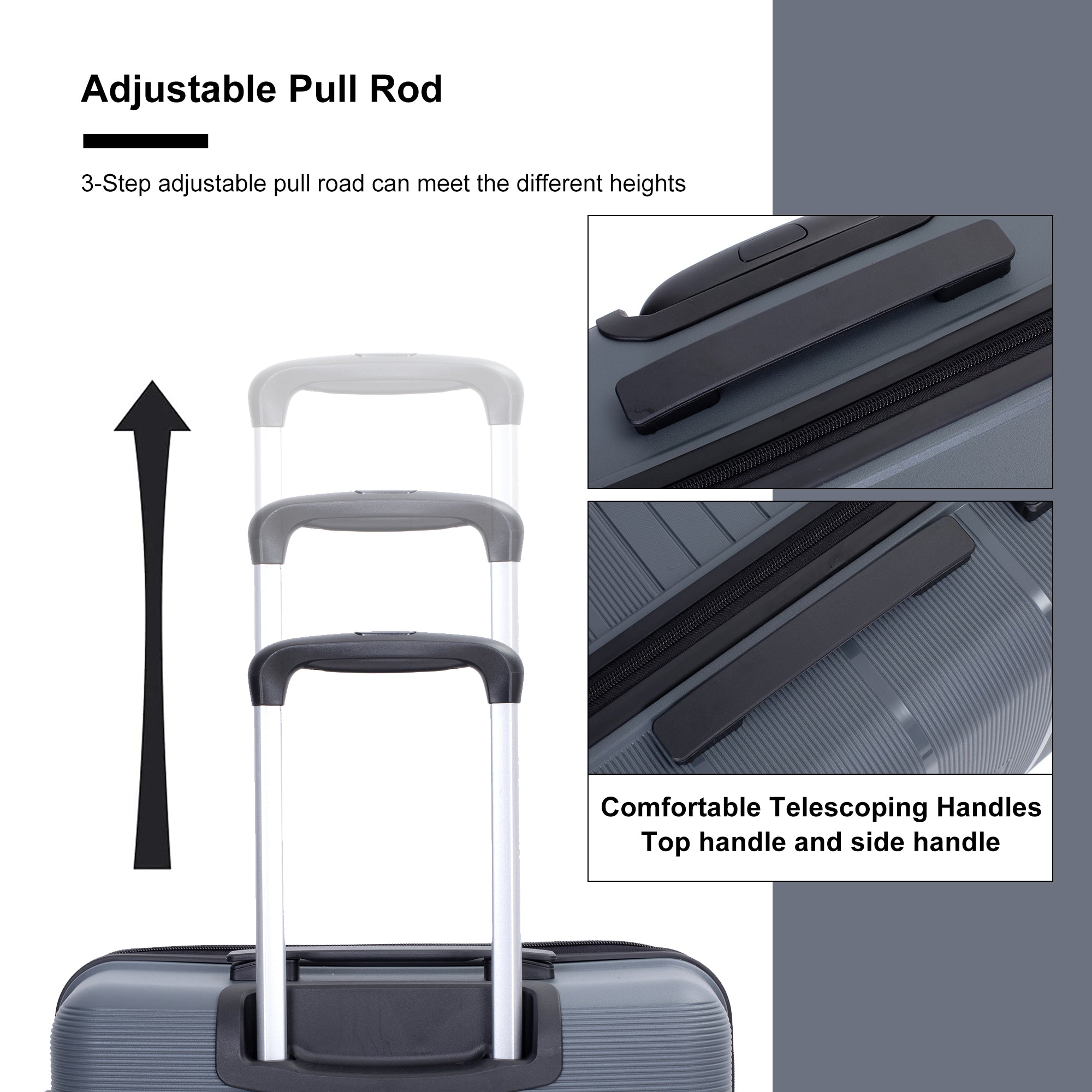 Hardshell Suitcase Double Spinner Wheels PP Luggage gray-polypropylene