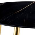 A Modern Minimalist Circular Dining Table With A Diameter Of 40 Inches, A 0.3 Inch Thick Black Imitation Marble Tabletop And Gold Plated Metal Legs, 40 '' * 40 '' * 30'' Dt 1164 Black Glass