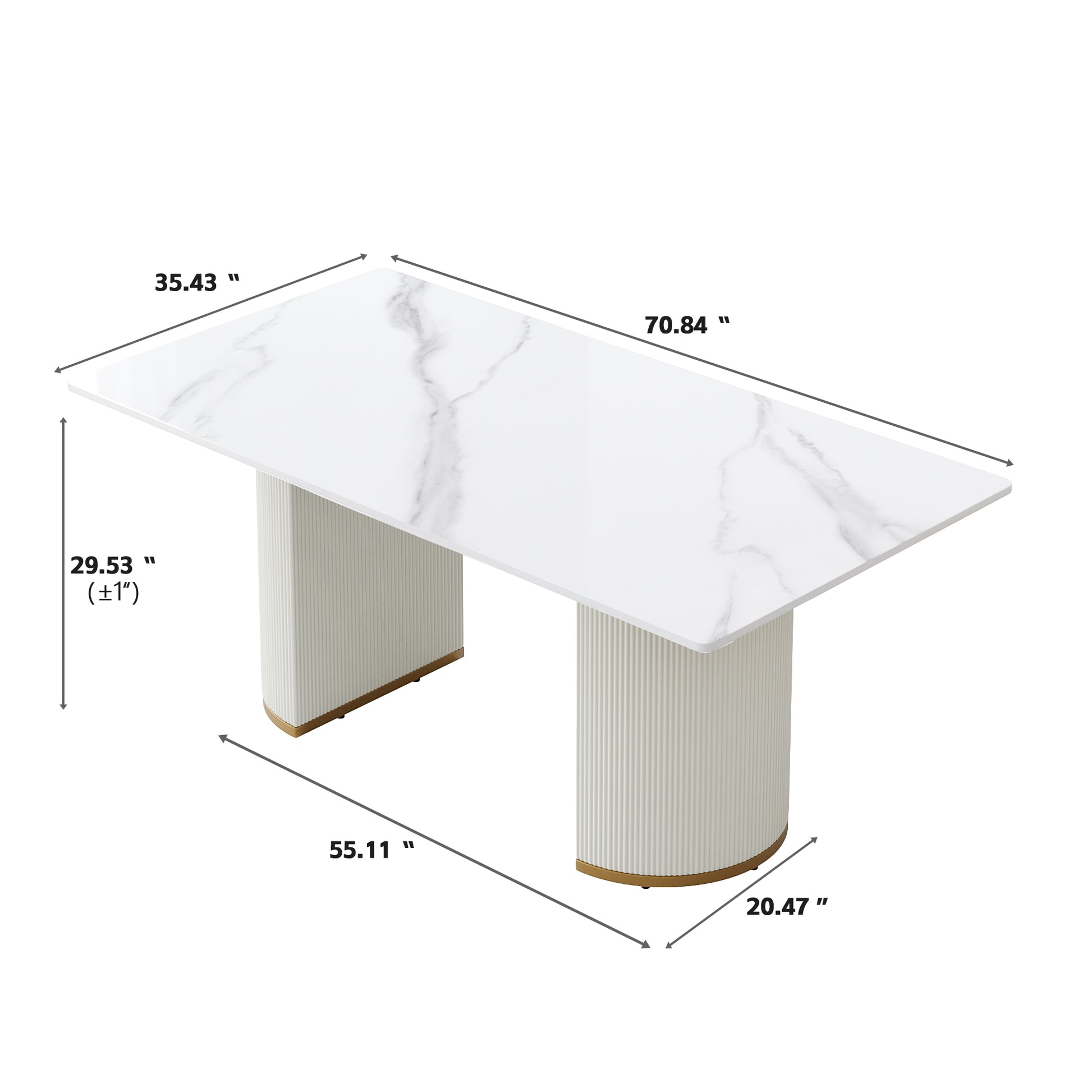 Dining Table Panel White Marble