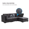 L Shape Modular Soft Fabric Sofa Filled With Down Dark Grey Dark Grey Down Filling Fabric