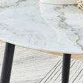 A Modern Minimalist Circular Dining Table With A Diameter Of 40 Inches, A 0.3 Inch Thick Imitation Marble Pattern Tabletop And Black Metal Legs 40 '* 40' * 30 'Dt 1164 White Glass