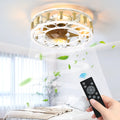 Caged Ceiling Fan With Lights Remote Control,Semi Embedded Modern Ceiling Fans, 6 Speeds Reversible Blades, 4 Led Bulbs Include White White Modern Abs Iron