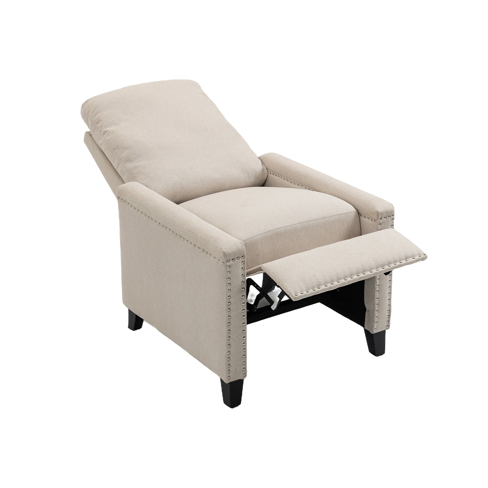 Coolmore Modern Comfortable Upholstered Leisure Chair Recliner Chair For Living Room Beige Velvet