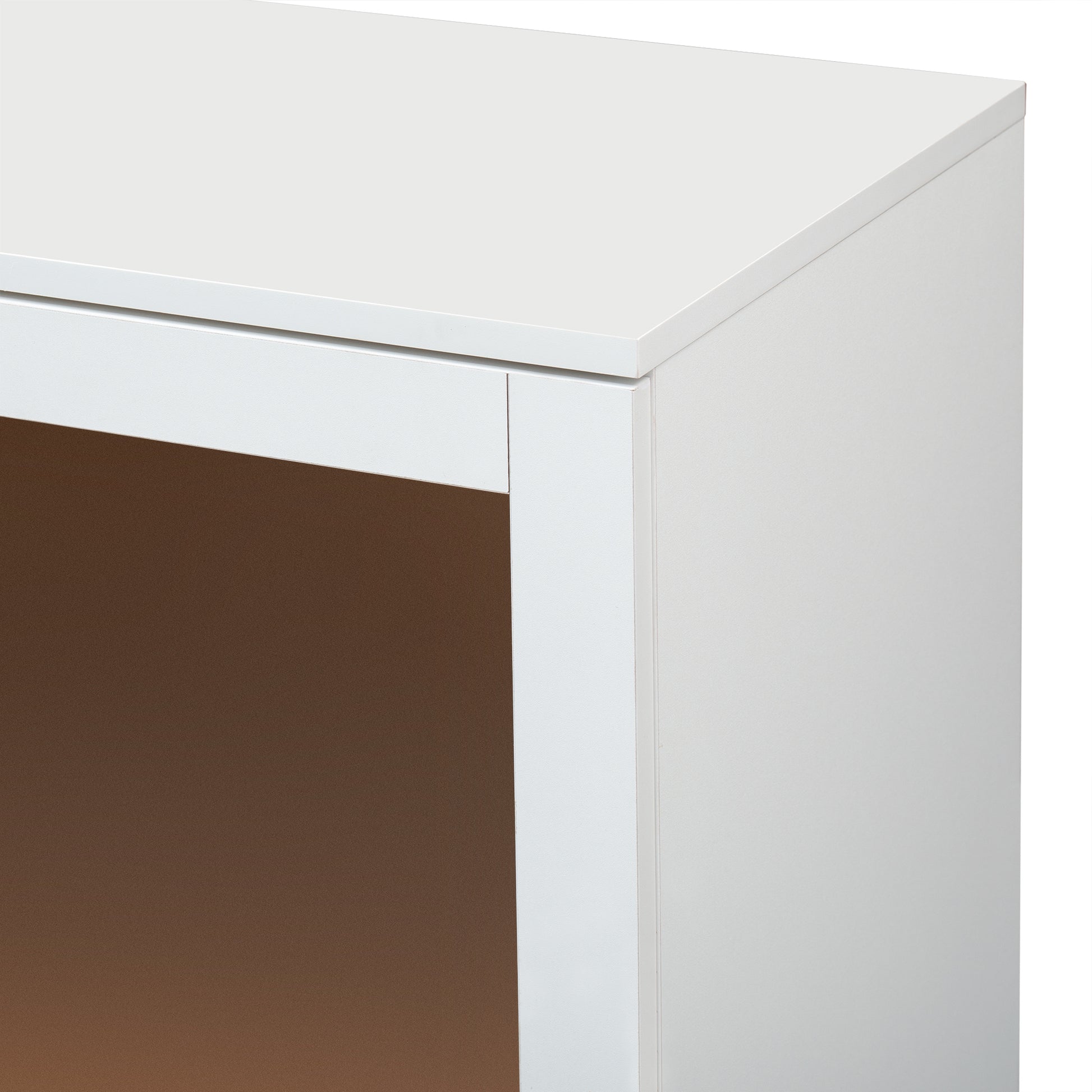 Featured Two Door Storage Cabinet With Three Drawers And Metal Handlessuitable For Corridors, Entrances And Living Rooms 3 4 Shelves White Primary Living Space Drawers Included American Design Mdf