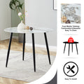 A Modern Minimalist Circular Dining Table With A Diameter Of 40 Inches, A 0.3 Inch Thick Imitation Marble Pattern Tabletop And Black Metal Legs 40 '* 40' * 30 'Dt 1164 White Glass