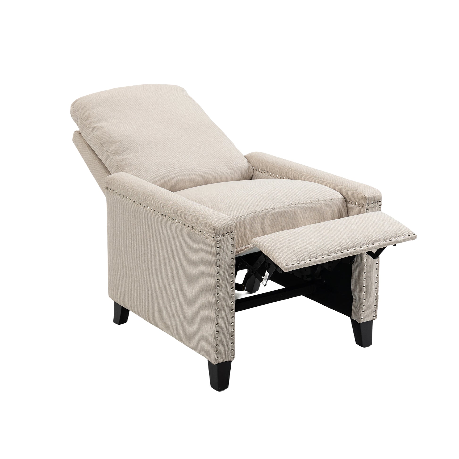 Coolmore Modern Comfortable Upholstered Leisure Chair Recliner Chair For Living Room Beige Velvet