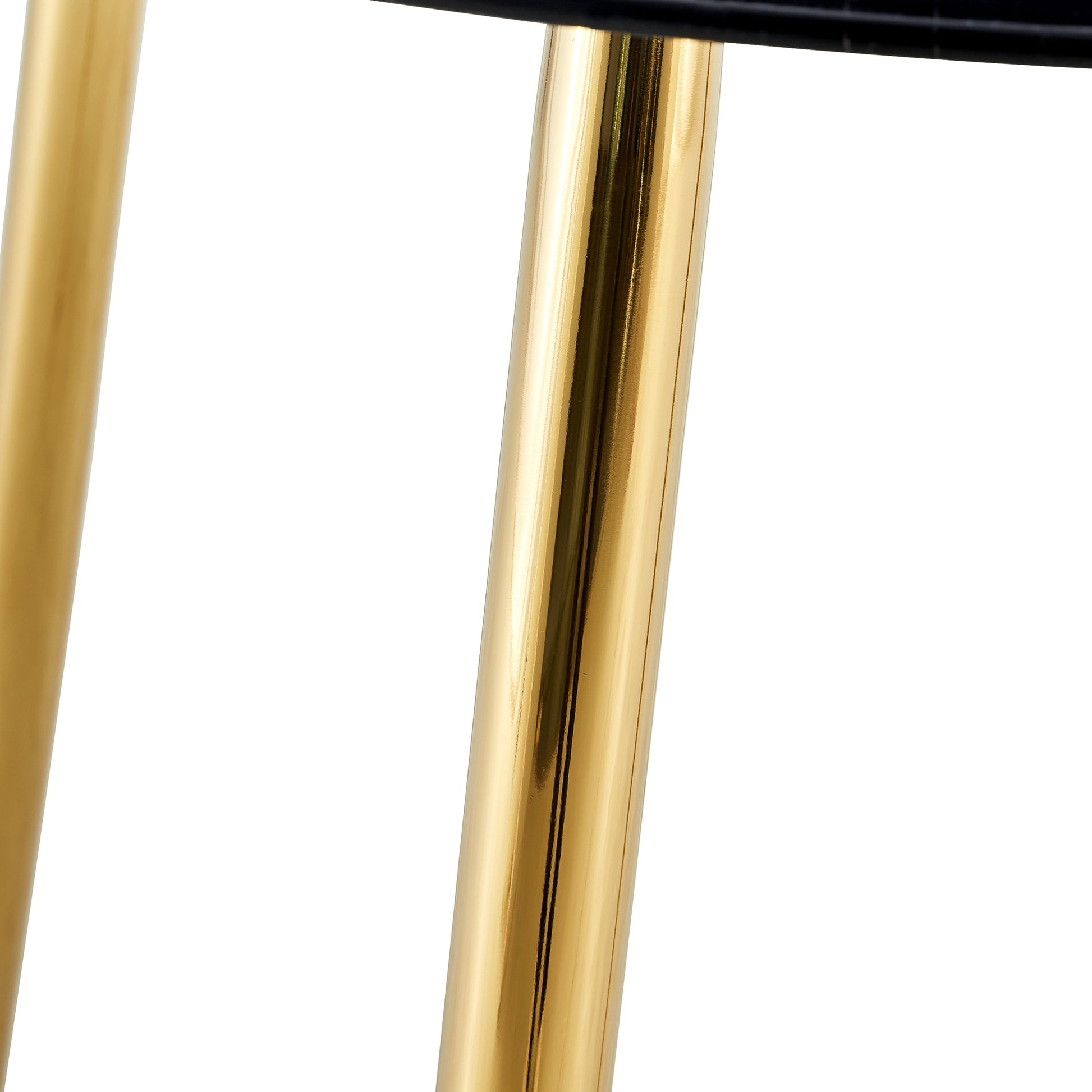 A Modern Minimalist Circular Dining Table With A Diameter Of 40 Inches, A 0.3 Inch Thick Black Imitation Marble Tabletop And Gold Plated Metal Legs, 40 '' * 40 '' * 30'' Dt 1164 Black Glass