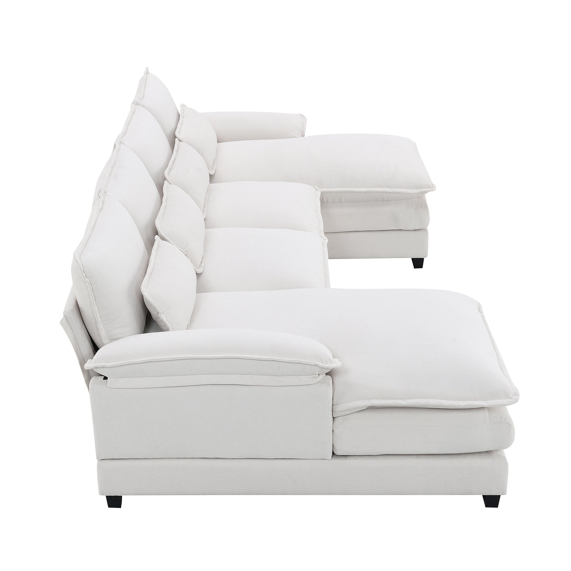 109.8*55.9" Modern U Shaped Sectional Sofa With Waist Pillows,6 Seat Upholstered Symmetrical Sofa Furniture,Sleeper Sofa Couch With Chaise Lounge For Living Room,Apartment,5 Color White Chenille 6 Seat