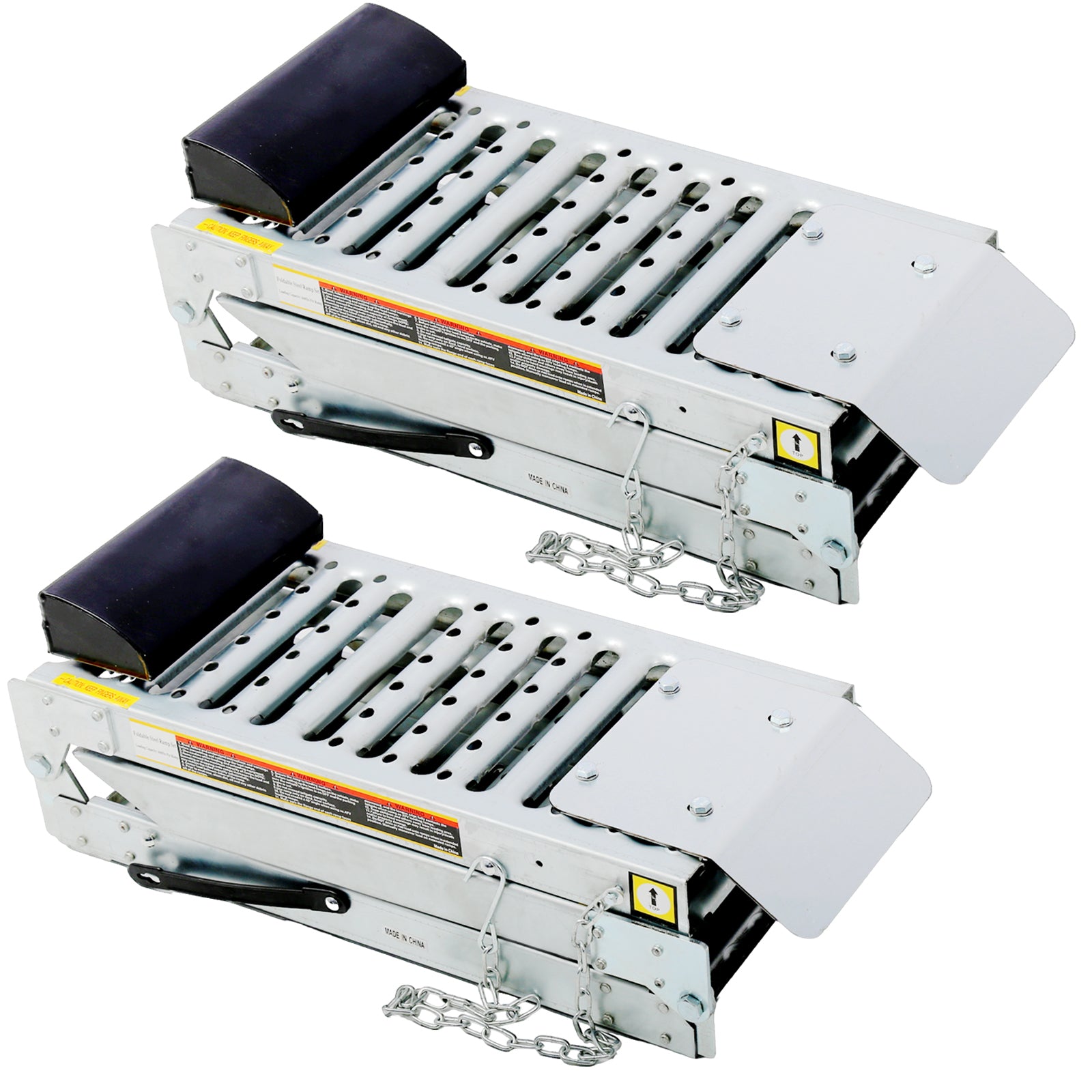 2 Sets Foldable Ferruginous Car Ramp, Portable Easy Fold Lightweight Ramp For Car Truck Suv Motorcycle Atv Bearing Capacity Of Expand 1000Lbs Silver Steel