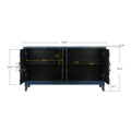 Stronger Vintage Style Buffet Cabinet, Lacquered Accent Storage 4 Door Wooden Antique Navy Blue Mdf Solid Wood Mdf