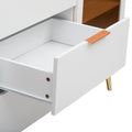 Featured Two Door Storage Cabinet With Three Drawers And Metal Handlessuitable For Corridors, Entrances And Living Rooms 3 4 Shelves White Primary Living Space Drawers Included American Design Mdf