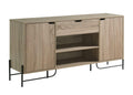 Buffet With Metal Legs With Two Door One Drawer Six Shelves Brown & Black Black Taupe Particle Board