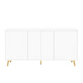 Featured Two Door Storage Cabinet With Three Drawers And Metal Handlessuitable For Corridors, Entrances And Living Rooms 3 4 Shelves White Primary Living Space Drawers Included American Design Mdf