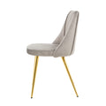 Modern Simple Light Luxury Dining Grey Chair Home Bedroom Stool Back Dressing Chair Student Desk Chair Gold Metal Legs Set Of 4 Metal Grey Velvet