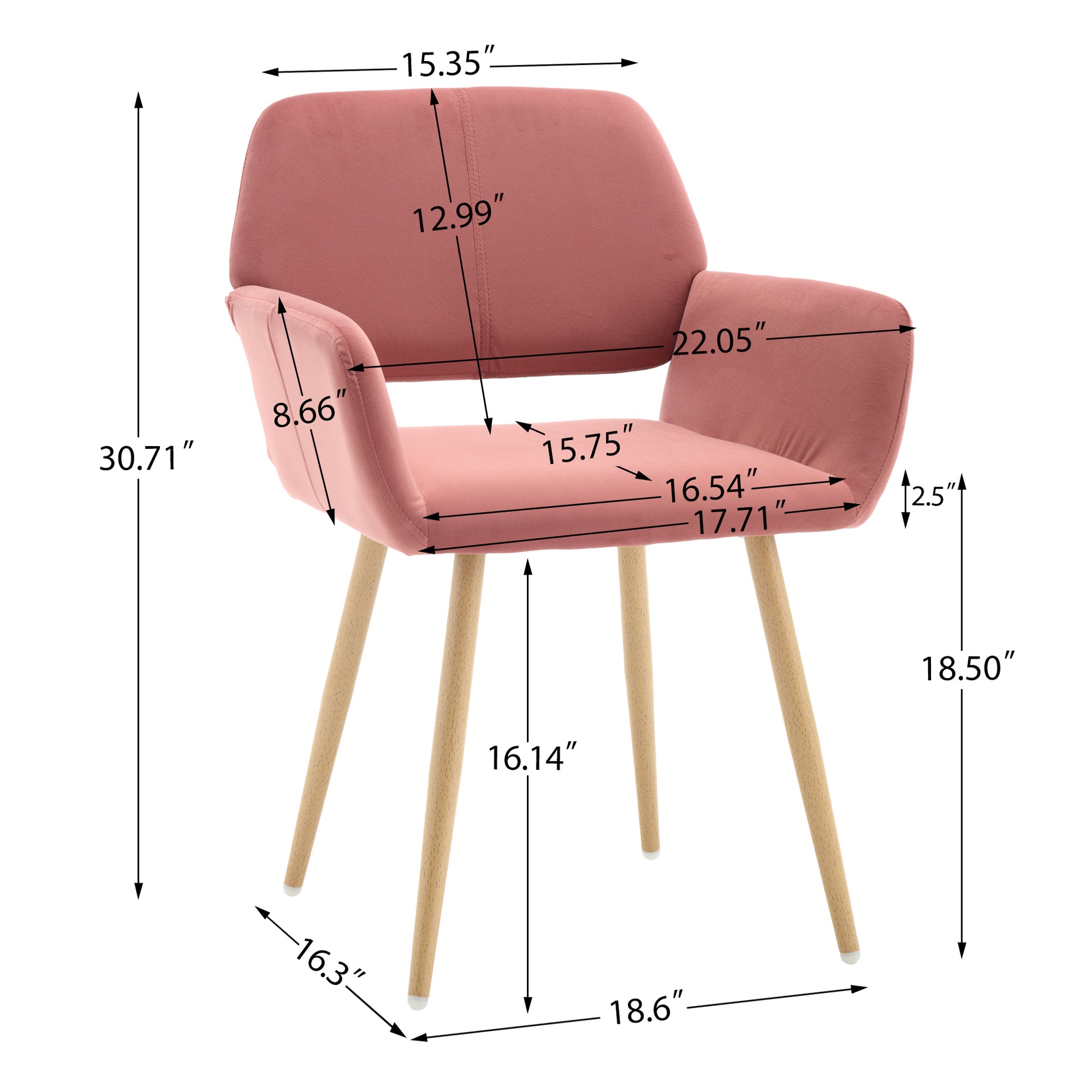 Hengming Frosted Velvet Dining Chair, Hollowed Out Strap Armrest, With Iron Feet, Suitable For Dining Room, Living Room, Bedroom, Balcony Bean Paste Red Velvet