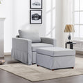 Single Seat Module Sofa Sectional Couch With 1 Ottoman,Cushion Covers Removable And Washable,Light Grey Light Grey Wood Primary Living Space Soft Modern Rubberwood Foam Linen 1 Seat