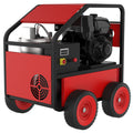 Hot Water Pressure Washer Commercial Movable Gasoline Engine 4 Gpm, 4000 Psi, Electric Start Red Aluminium