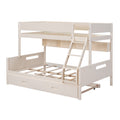 Wood Twin Over Full Bunk Bed With Storage Shelves And Twin Size Trundle, Cream Box Spring Not Required Cream Wood Bedroom Bunk Solid Wood Mdf