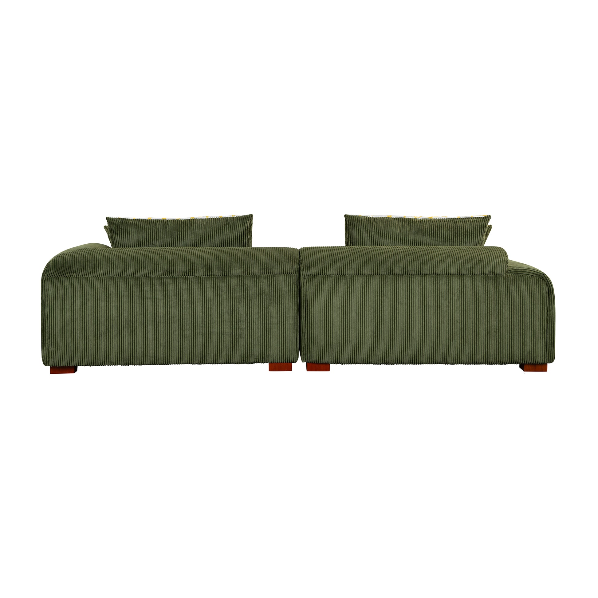 103.9" Modern Couch Corduroy Fabric Comfy Sofa With Rubber Wood Legs, 4 Pillows For Living Room, Bedroom, Office, Green Green Corduroy 2 Seat