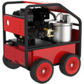 Commercial Hot Water Gas Oil Fired Pressure Washer, 3.5 Gpm, 4000 Psi, Kohler Engine, Direct Drive, Electric Start Red Aluminum
