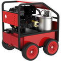 Hot Water Pressure Washer Commercial Movable Gasoline Engine 4 Gpm, 4000 Psi, Electric Start Red Aluminium