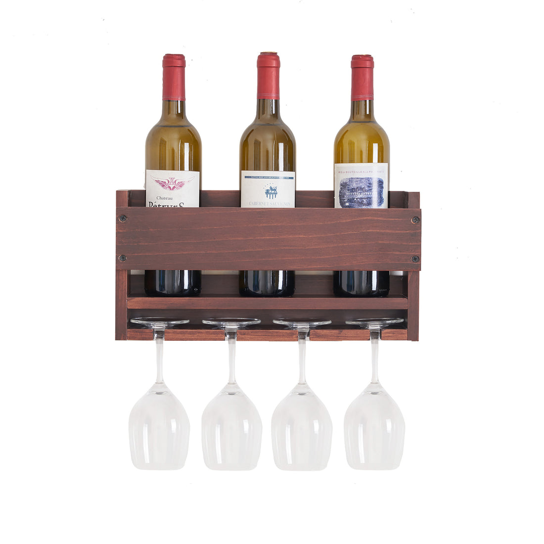 Wall mounted wine rack with cup holder wine racks walnut-kitchen-american traditional-pine