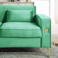 Velvet Loveseat With Pillows And Gold Finish Metal Leg For Living Room Green Velvet