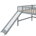 Full Size Low Loft Bed With Ladder And Slide,Gray Box Spring Not Required Full Gray Wood Bedroom Pine