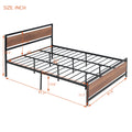 Queen Size Platform Bed, Metal And Wood Bed Frame With Headboard And Footboardblack Black Metal & Wood