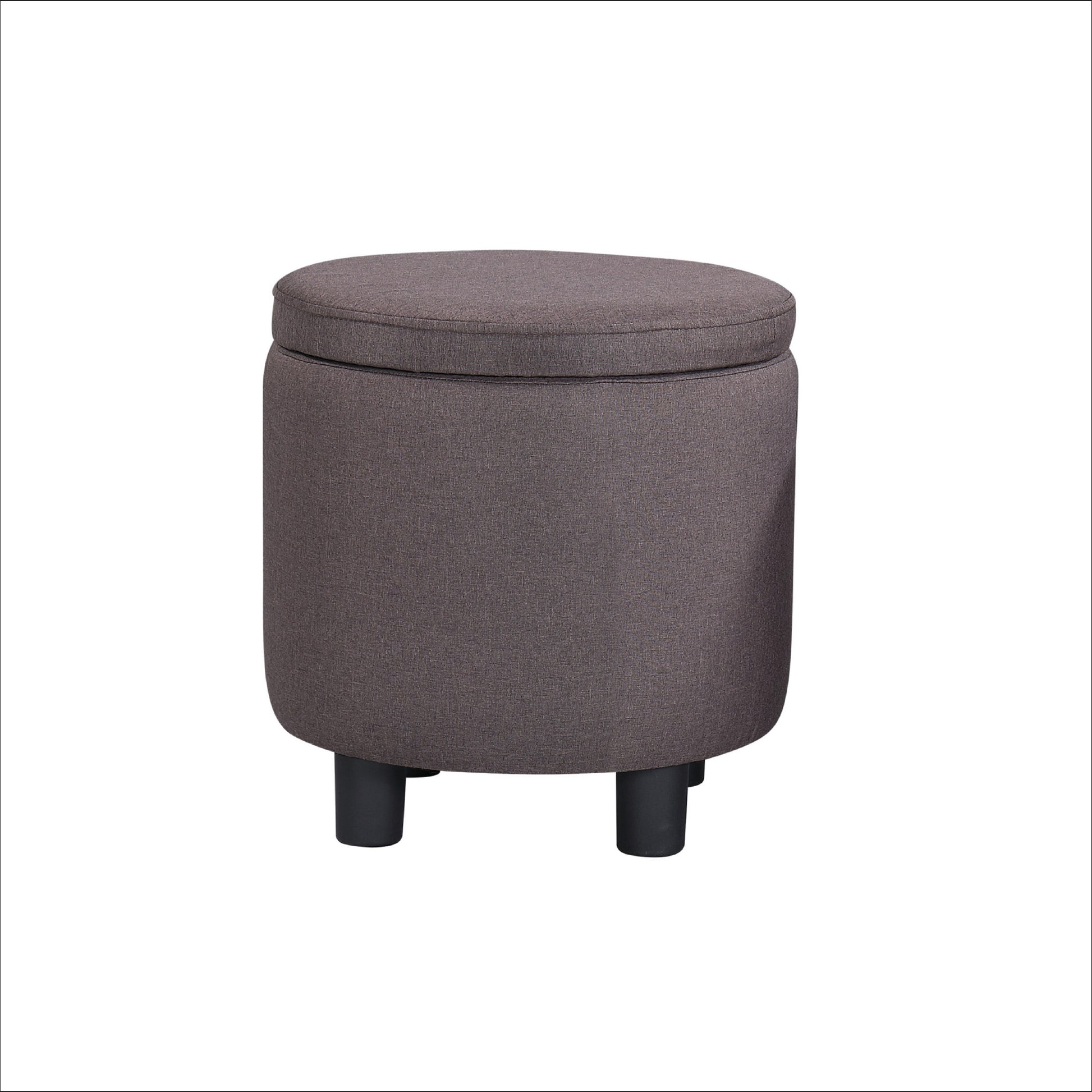 Jst Home Decor Upholstered Round Fabric Tufted Footrest Ottoman, Ottoman With Storage For Living Room & Bedroom, Decorative Home Furniture, Brown Brown Carbon Fiber