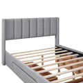 Full Size Upholstered Platform Bed With One Large Drawer In The Footboard And Drawer On Each Side,Gray Box Spring Not Required Full Gray Wood Bedroom Bed Frame Linen Upholstered