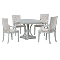 Retro 5 Piece Dining Set Extendable Round Table And 4 Chairs For Kitchen Dining Room Antique Gray Oak Antique Gray Mdf