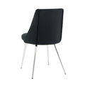 Modern Simple Velvet Black Dining Chair Home Bedroom Stool Back Dressing Chair Student Desk Chair Chrome Metal Legs Set Of 4 Metal Black Velvet