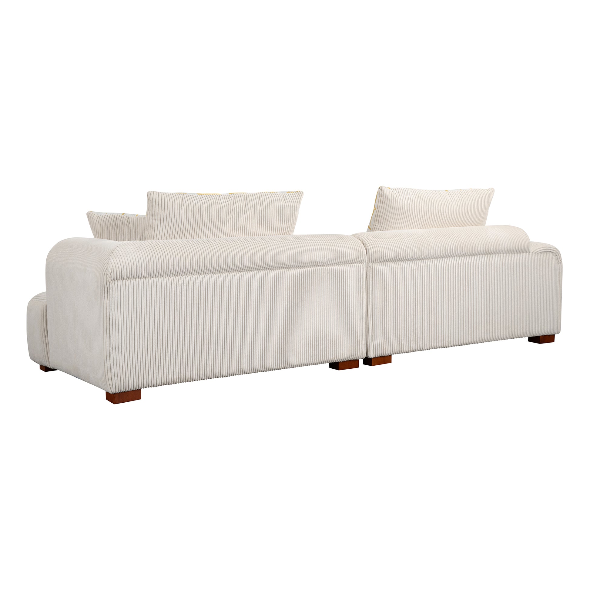 103.9" Modern Couch Corduroy Fabric Comfy Sofa With Rubber Wood Legs, 4 Pillows For Living Room, Bedroom, Office, Beige Beige Corduroy 2 Seat