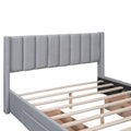 Queen Size Upholstered Platform Bed With One Large Drawer In The Footboard And Drawer On Each Side,Gray Box Spring Not Required Queen Gray Wood Bedroom Bed Frame Linen Upholstered