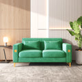 Velvet Loveseat With Pillows And Gold Finish Metal Leg For Living Room Green Velvet