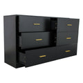 Modern Black 6 Drawer Dresser For Bedroom Large Storage Wide Chest Of Drawers, Sturdy & Safe Chest 5 Or More Drawers Gloss Black Primary Living Space Drawers Included American Design,Contemporary,Modern Melamine Engineered Wood