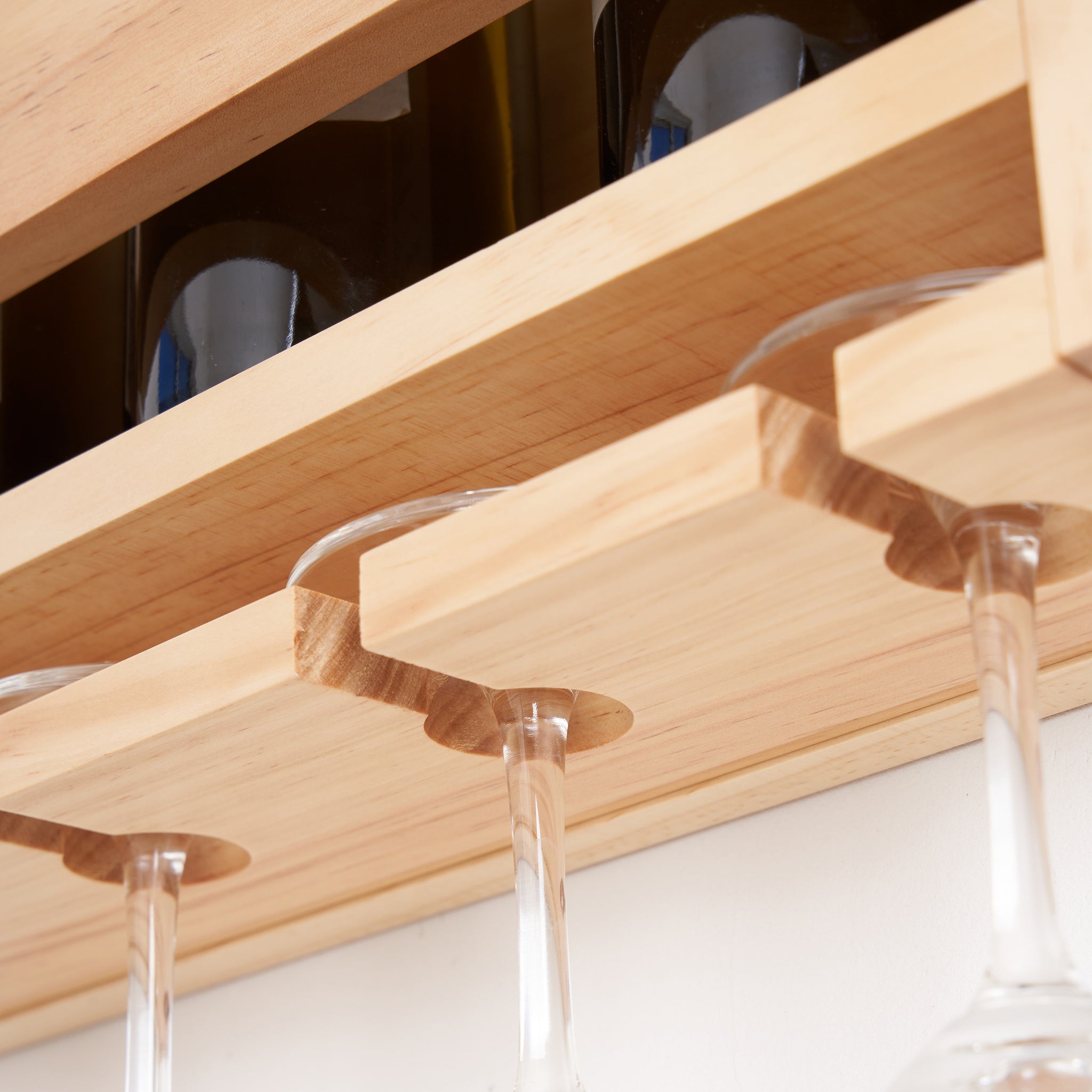 Wall mounted wine rack with cup holder wine racks natural-kitchen-american traditional-pine
