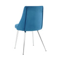 Modern Simple Velvet Blue Dining Chair Home Bedroom Stool Back Dressing Chair Student Desk Chair Chrome Metal Legs Set Of 4 Metal Blue Velvet