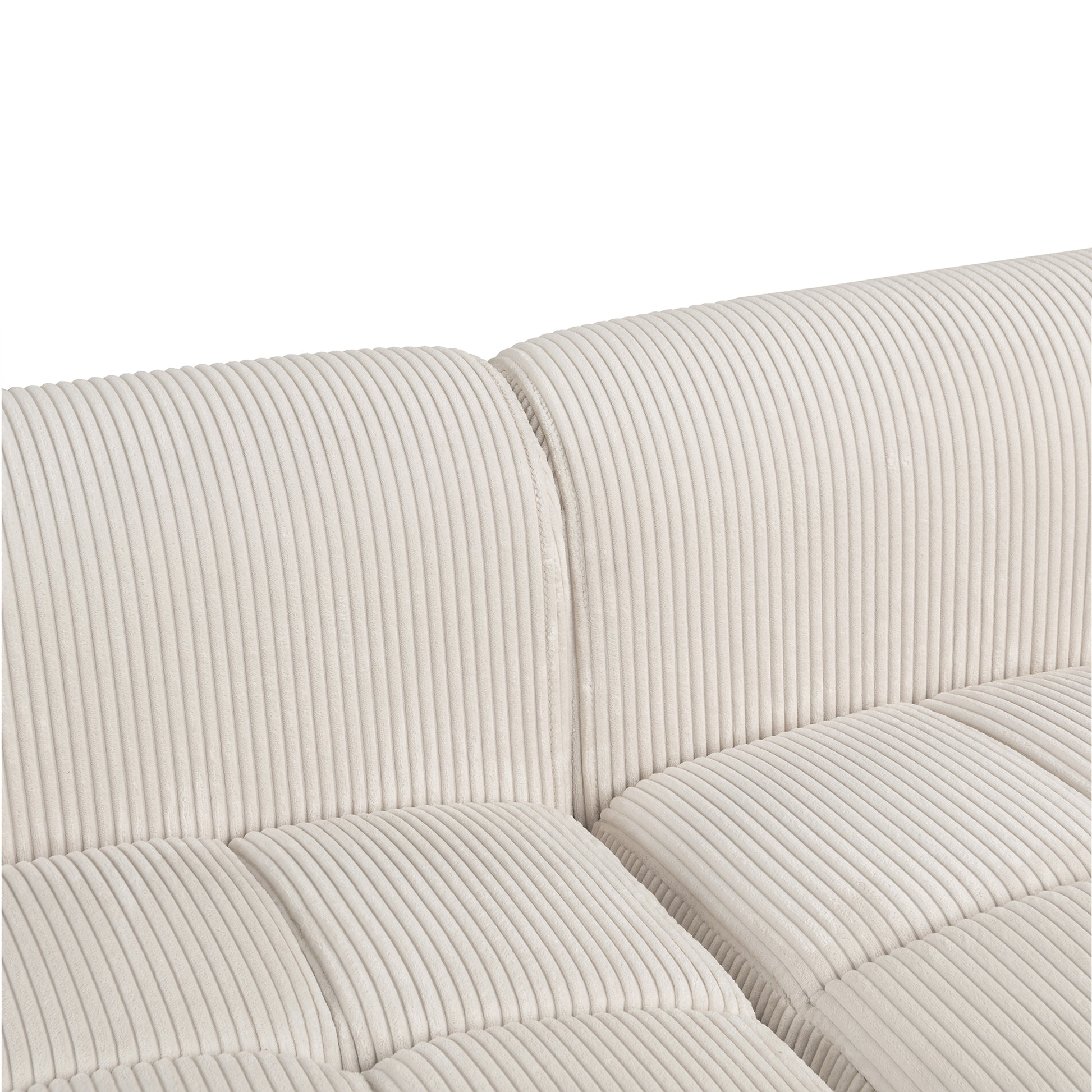 103.9" Modern Couch Corduroy Fabric Comfy Sofa With Rubber Wood Legs, 4 Pillows For Living Room, Bedroom, Office, Beige Beige Corduroy 2 Seat