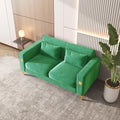 Velvet Loveseat With Pillows And Gold Finish Metal Leg For Living Room Green Velvet