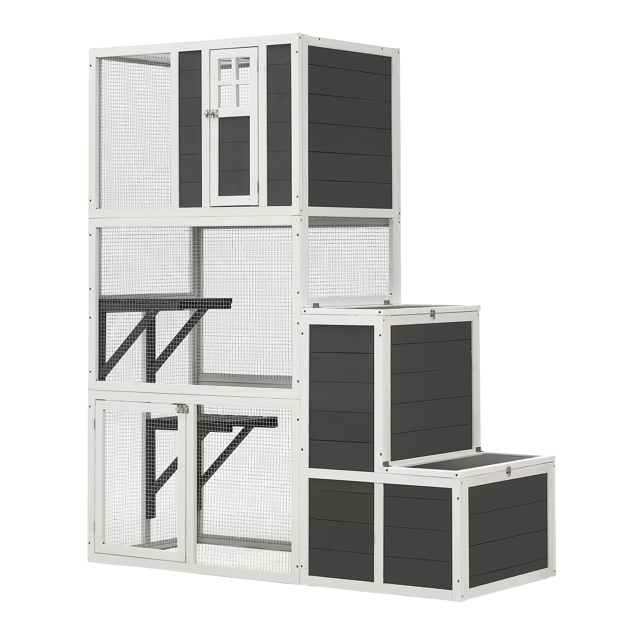 3 Tier Wooden Outdoor & Indoor Cat House Suitable For 1 3 Cats Cat Enc