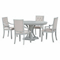 Retro 5 Piece Dining Set Extendable Round Table And 4 Chairs For Kitchen Dining Room Antique Gray Oak Antique Gray Mdf