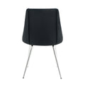 Modern Simple Velvet Black Dining Chair Home Bedroom Stool Back Dressing Chair Student Desk Chair Chrome Metal Legs Set Of 4 Metal Black Velvet