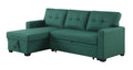 Upholstered Pull Out Sectional Sofa With Chaise Green Foam Linen