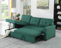 Upholstered Pull Out Sectional Sofa With Chaise Green Foam Linen