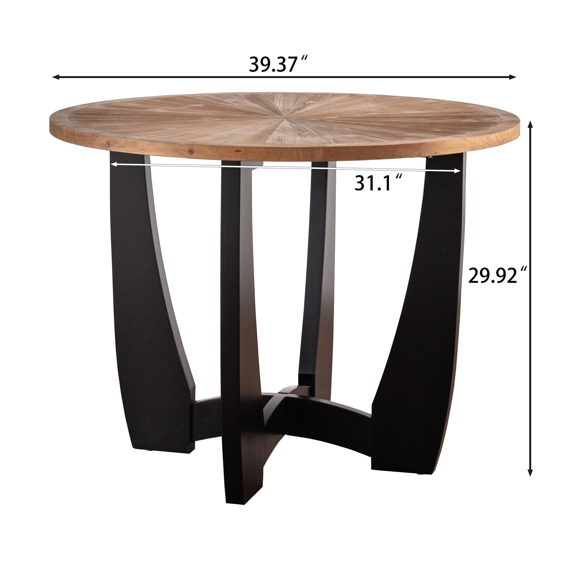 39.37 "Retro Patchwork Round Coffee Table With Scattered Pattern Tabletop And Crossed Cedar Legs Brown Solid Wood Mdf