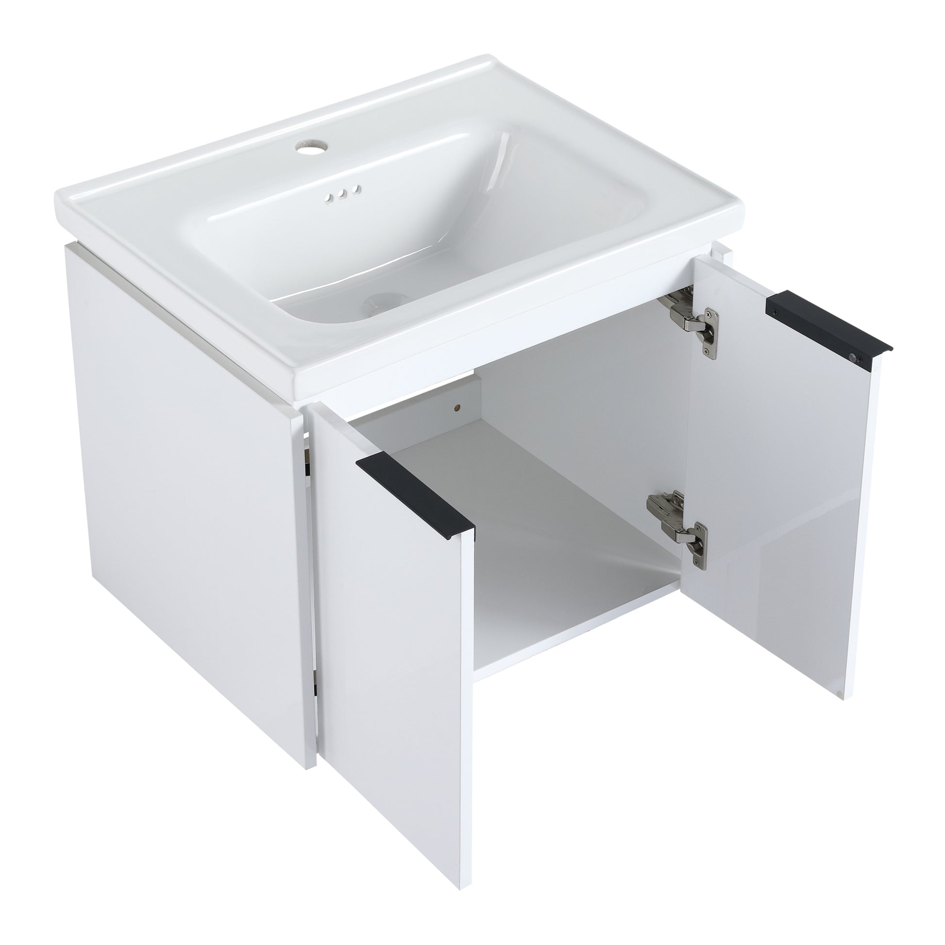 60 Inch Soft Close Doors Bathroom Vanity With Sink, And A Small Storage Shelves,Bvc07460Whltk White 4 1 Bathroom Wall Mounted Modern Plywood