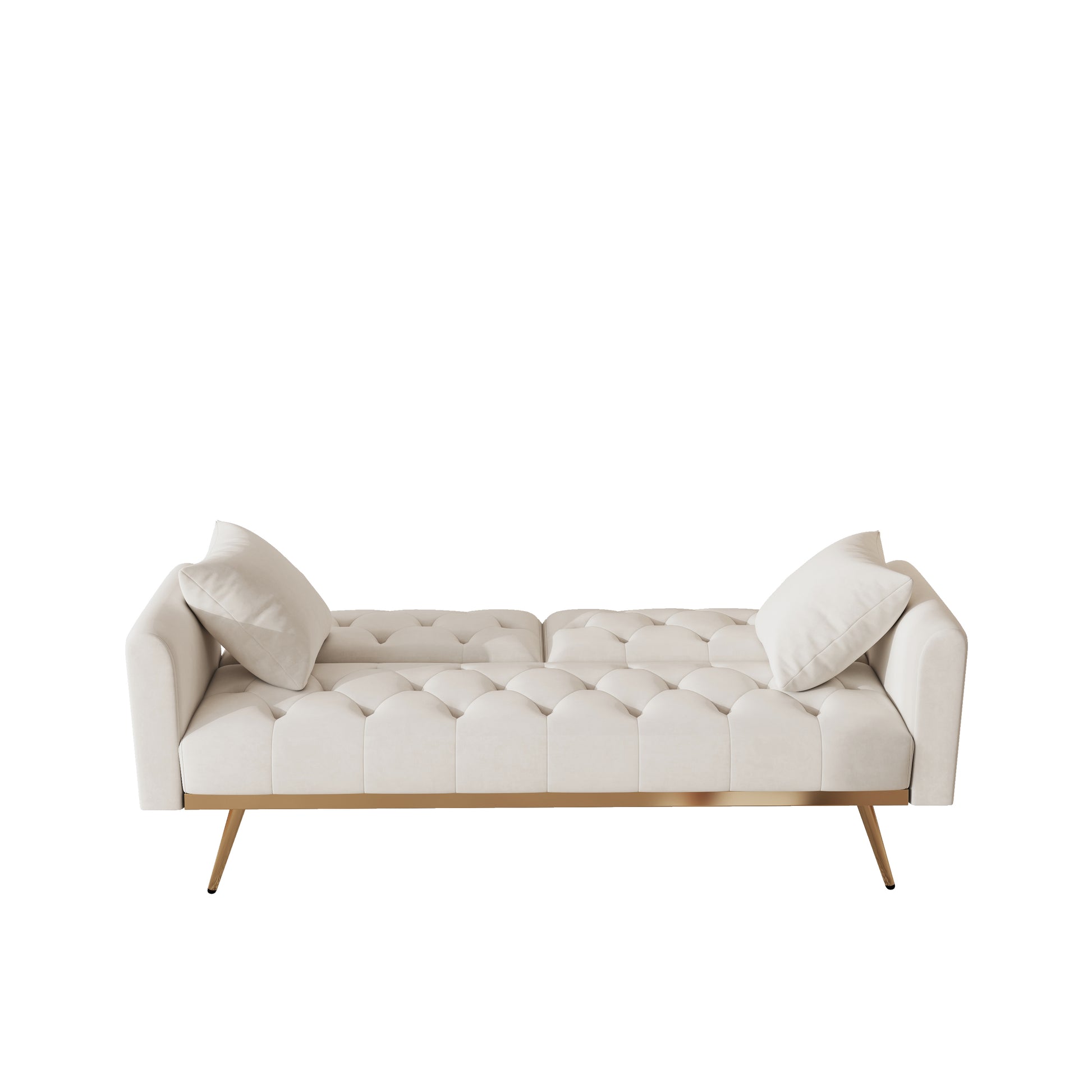 The 68.3 "Beige Velvet Sofabed Is Good Looking And Easy To Assemble Beige Velvet 2 Seat